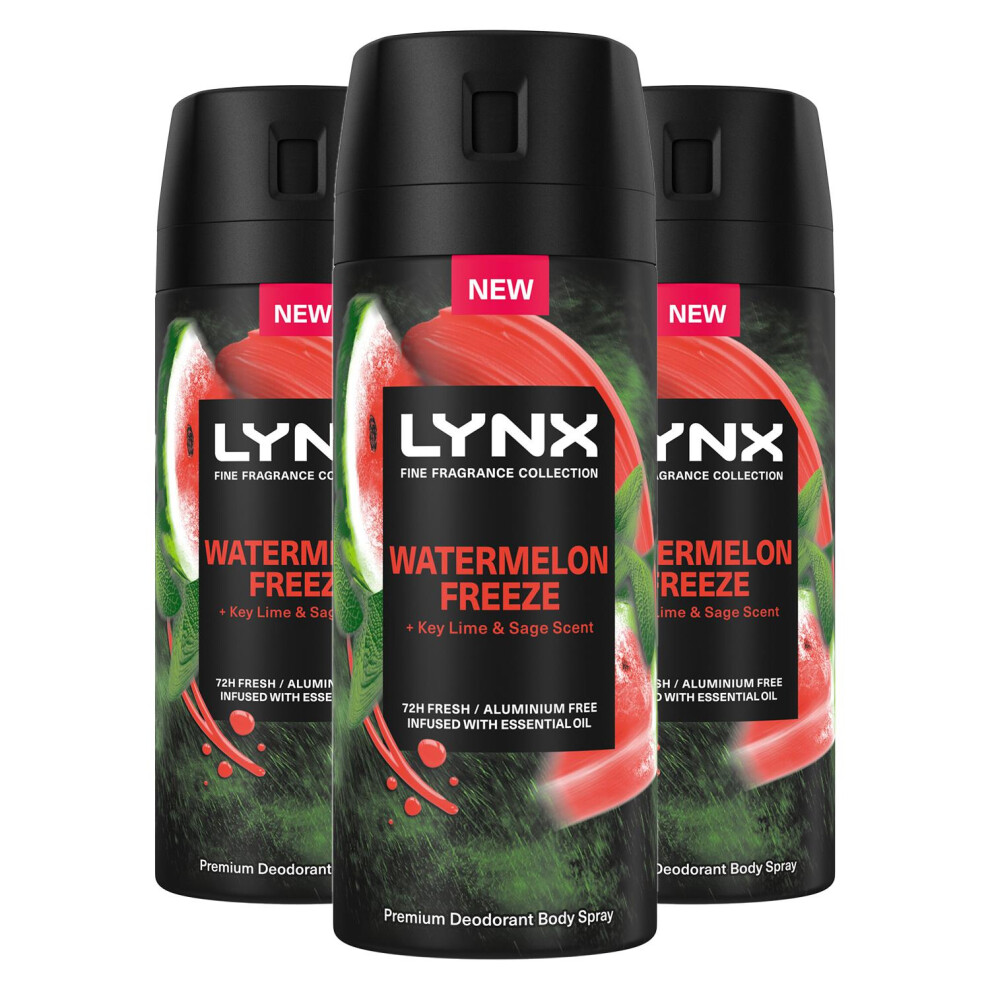 Lynx Men Deodorant Watermelon Freeze With 72Hrs Freshness 150Ml, 3 Pack