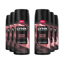 Lynx Body Spray Fine Fragrance Collection Cocoa Velvet for Men 150ml, 6 Pack