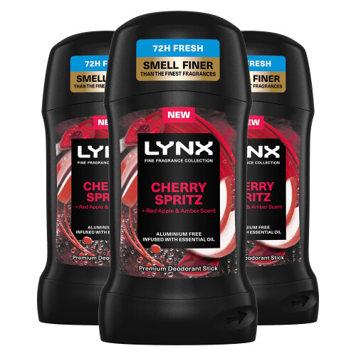 Lynx Lynx Deodorant Stick Cherry Spritz with 72Hrs Freshness 50ml, 3 Pack