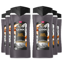 Lynx Black Vanilla Body Wash with 12Hrs of Freshness for Men 400ml, 6 Pack