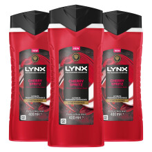 Lynx Cherry Spritz Body Wash for Men 12Hrs Freshness 3-Pack 400ml Each 64825073