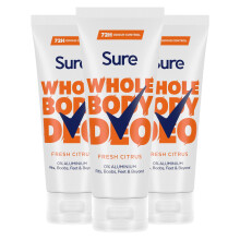 Sure Fresh Citrus Whole Body Deodorant Cream Aluminium Free 50ml, 3 Pack