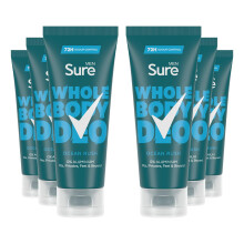 Sure Men Whole Body Deodorant Cream Ocean Rush with 72H Odour Control 75ml, 6 Pk