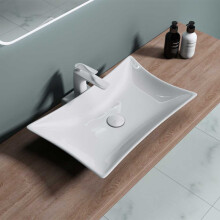 Durovin Bathrooms Ceramic Bathroom Basin - Countertop Sink Modern Rectangular Vessel Sink with Tap Hole (580 x 450 x 95mm)