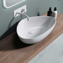 Durovin Bathrooms Ceramic Bathroom Basin - Countertop Sink Vessel Sink - Curved Triangle Washing Bowl (670 x 440 x 150mm)