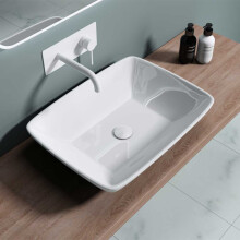 Durovin Bathrooms Ceramic Bathroom Basin - Countertop Sink Rectangular Vessel Sink - 590 x 430mm (WxD)