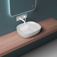 Durovin Bathrooms Ceramic Bathroom Basin - Countertop Sink With No Overflow - Shallow Fill No Tap Hole - Rounded Wall Egg Shape (460 x 370 x 135mm)