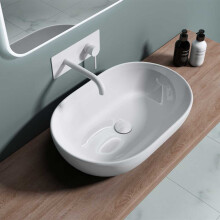Durovin Bathrooms Ceramic Bathroom Basin - Countertop Sink Vessel - No Tap Hole - Oval Washing Bowl (620 x 420 x150mm)