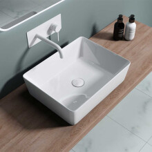 Durovin Bathrooms Ceramic Bathroom Basin - Countertop Sink Vessel - Rectangular Washing Bowl Thin Rim (485 x 375 x 135mm)