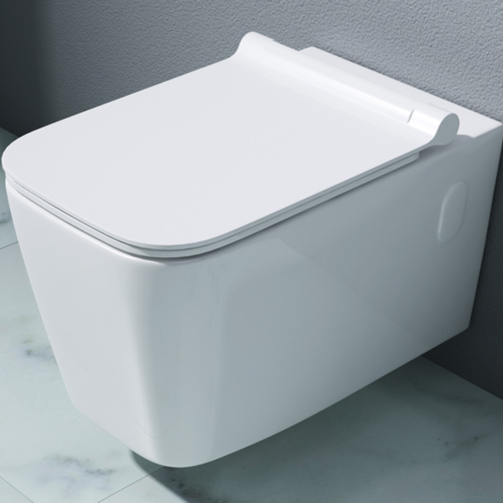 Durovin Bathrooms Ceramic Wall Hung Toilet - Curved Square 5060724233745