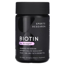 Sports Research, Biotine, Puissance Maximale, 10 000 mcg, 30 Softgels Végétales