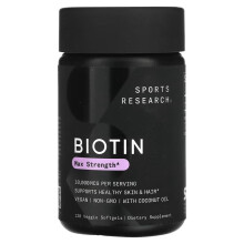 Sports Research, Biotyna, Max Strength, 10 000 mcg, 120 wegetariańskich kapsułek
