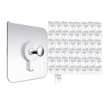 Wall Hangers Without Nails, Hooks for Hanging, 50 Packs Adhesive Hooks, Picture Living Room