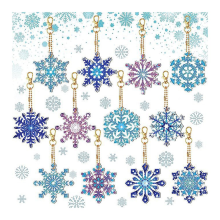 12PCS DIY Sneeuwvlok Sleutelhanger Bladwijzer Materiaal Kit Diamant Moza?ek Ambachtelijke Kits Handgemaakte Hanger,A