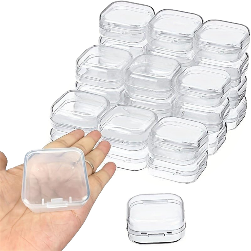 30 Packungen Durchsichtige Kleine Kunststoffbeh?Lter, Transparente Aufbewahrungsbox Mit Klappdeckel F?R Gegenst?Nde (4,3 X 4,3 X 2,0 Cm)-image