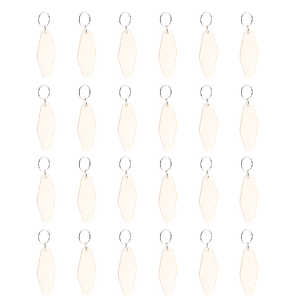 24 Pcs Vintage Motel Keychain Diy Blank Hotel Keychains Heat Transfer Bulk Sublimation (Beige) 4852624878444