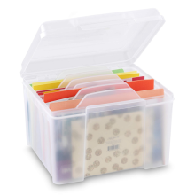 Organisator voor wenskaarten en opbergdoos met 6 verstelbare verdelers voor verjaardagskaarten, beterschapskaarten, foto's en knutselwerkjes.