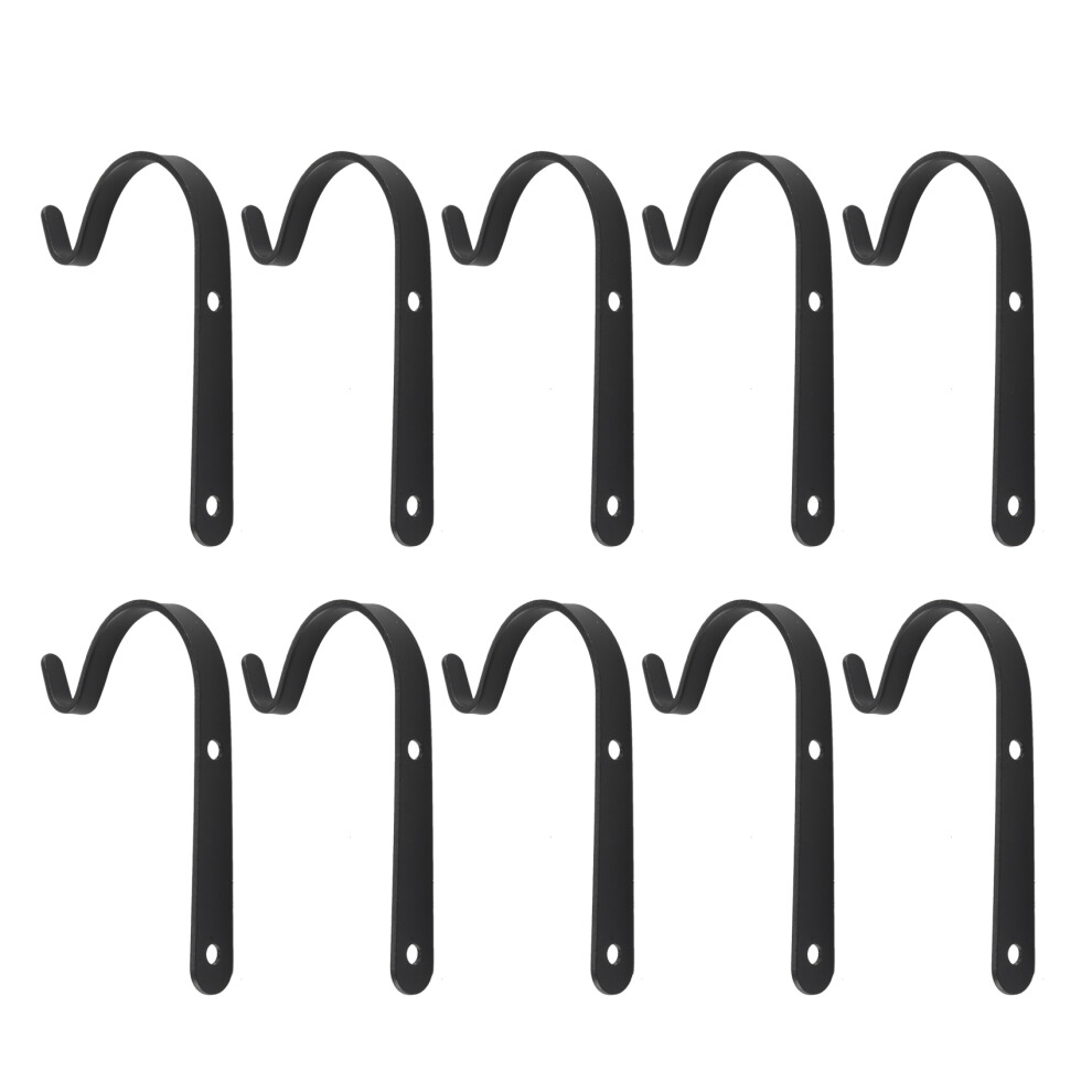 Set of 10 Hanging Basket Bracket Hooks Iron Wall Curved Up Plant Hook for Bird Feeders, Lanterns