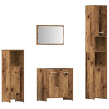 (old wood) vidaXL Bathroom Furniture Set 4 Piece Engineered Wood Storage Multi Colours