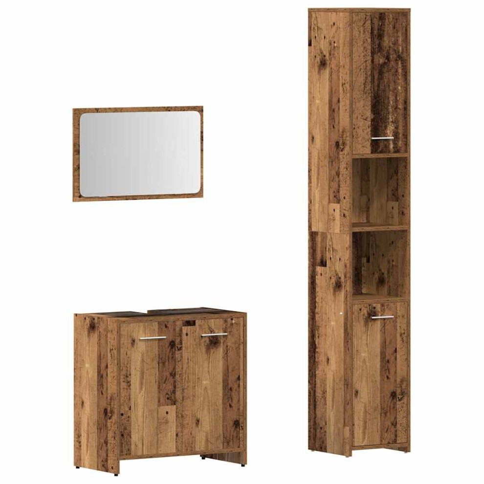 Vidaxl (Old Wood) Bathroom Furniture Set 3 Piece Engineered Wood Furniture Multi Colours