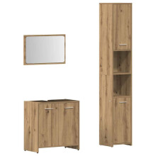 (artisan oak) vidaXL Bathroom Furniture Set 3 Piece Engineered Wood Furniture Multi Colours