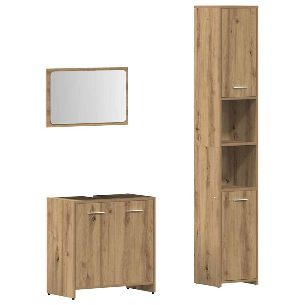 Vidaxl (Artisan Oak) Bathroom Furniture Set 3 Piece Engineered Wood Furniture Multi Colours