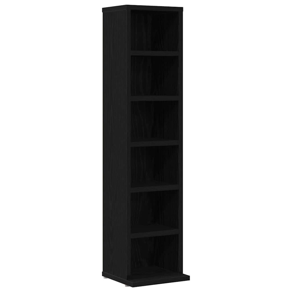 Vidaxl Cd Cabinet Black Oak 21X20x88 Cm Engineered Wood Cd Storage Unit