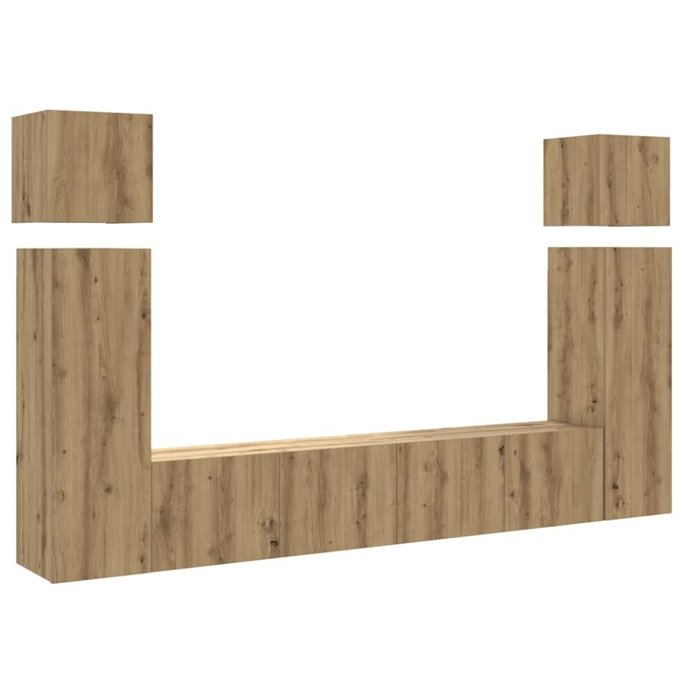 Vidaxl (Artisan Oak) Tv Cabinet Set 8 Piece Engineered Wood Tv Stand Multi Colours/Sizes Brown