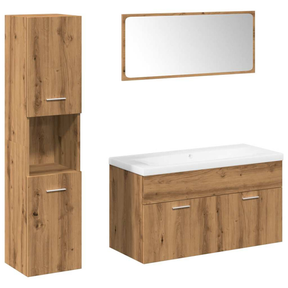 Vidaxl (Artisan Oak) Bathroom Furniture Set Chipboard Wall Mirror Multi Sizes Multi Colors