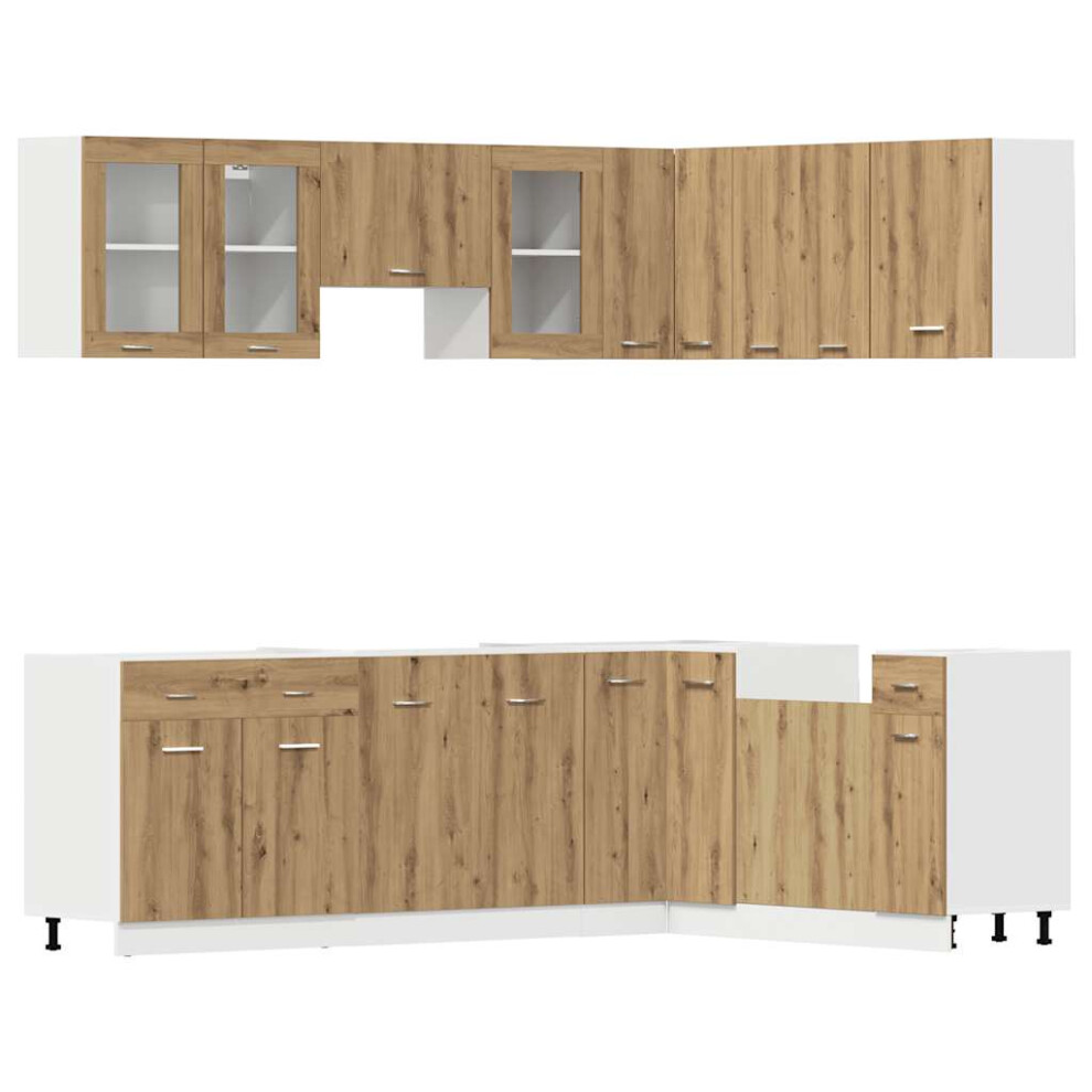 Vidaxl (Artisian Oak) Kitchen Cabinet Set 11 Piece With Worktop White With/Without Worktop
