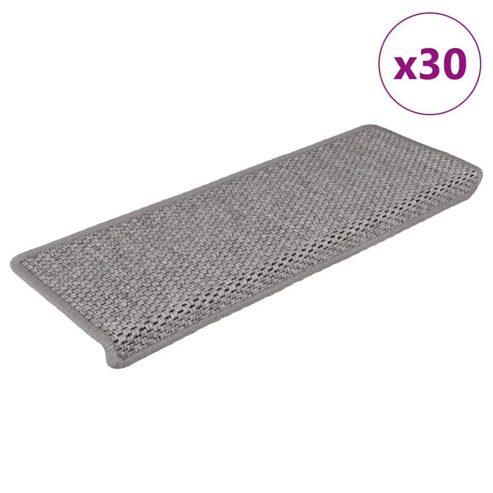 (silver) vidaXL Self-adhesive Stair Mats Stair Treads Protector Rug Sisal-Look 15 pcs