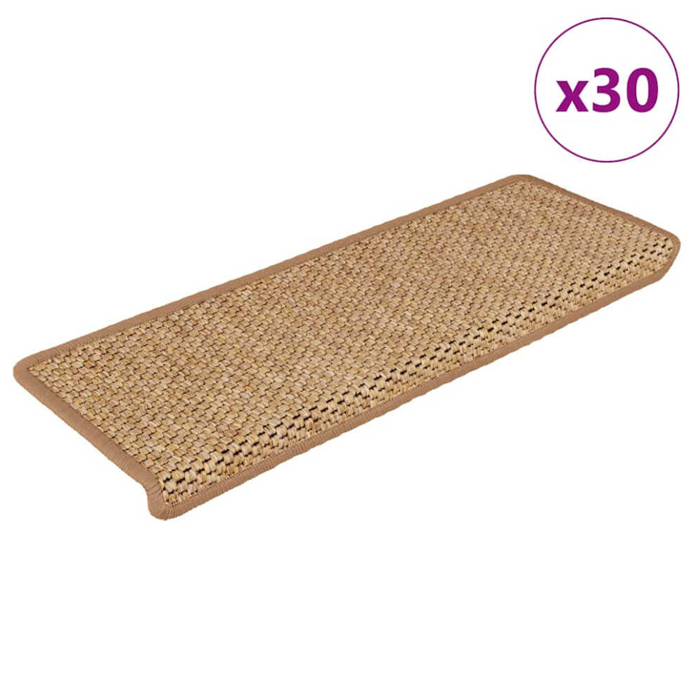 Vidaxl (Orange) Self-Adhesive Stair Mats Stair Treads Protector Rug Sisal-Look 15 Pcs