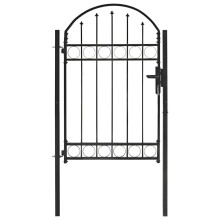 (100 x 150 cm) vidaXL Fence Gate with Arched Top Steel Black Outdoor Garden Door Multi Sizes