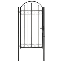 (100 x 250 cm) vidaXL Fence Gate with Arched Top Steel Black Outdoor Garden Door Multi Sizes
