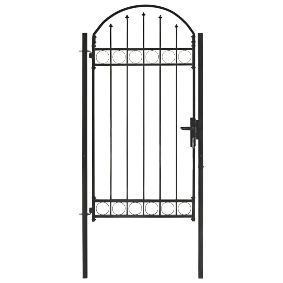 (100 X 250 Cm) Vidaxl Fence Gate With Arched Top Steel Black Outdoor Garden Door Multi Sizes 8719883865379