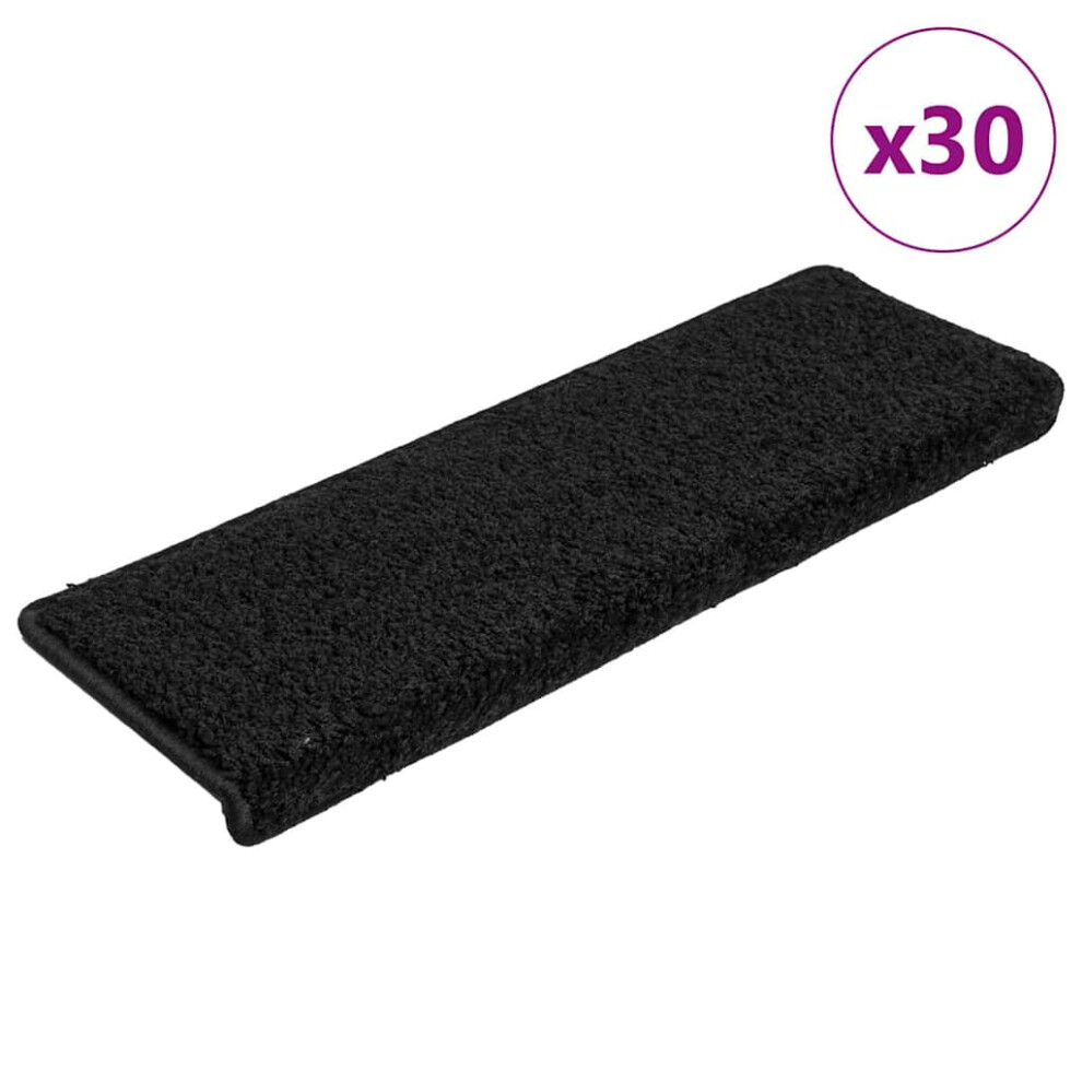 Vidaxl (Black, 65 X 21 X 4 Cm/ 30 Pcs) Carpet Stair Treads Decorative Stair Step Protector Rug Stair Mats