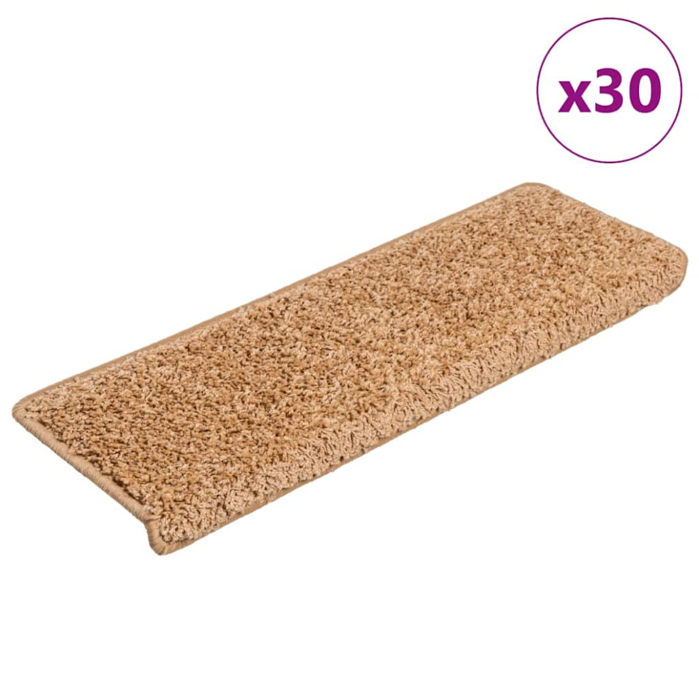 Vidaxl (Beige, 65 X 21 X 4 Cm/ 30 Pcs) Carpet Stair Treads Decorative Stair Step Protector Rug Stair Mats
