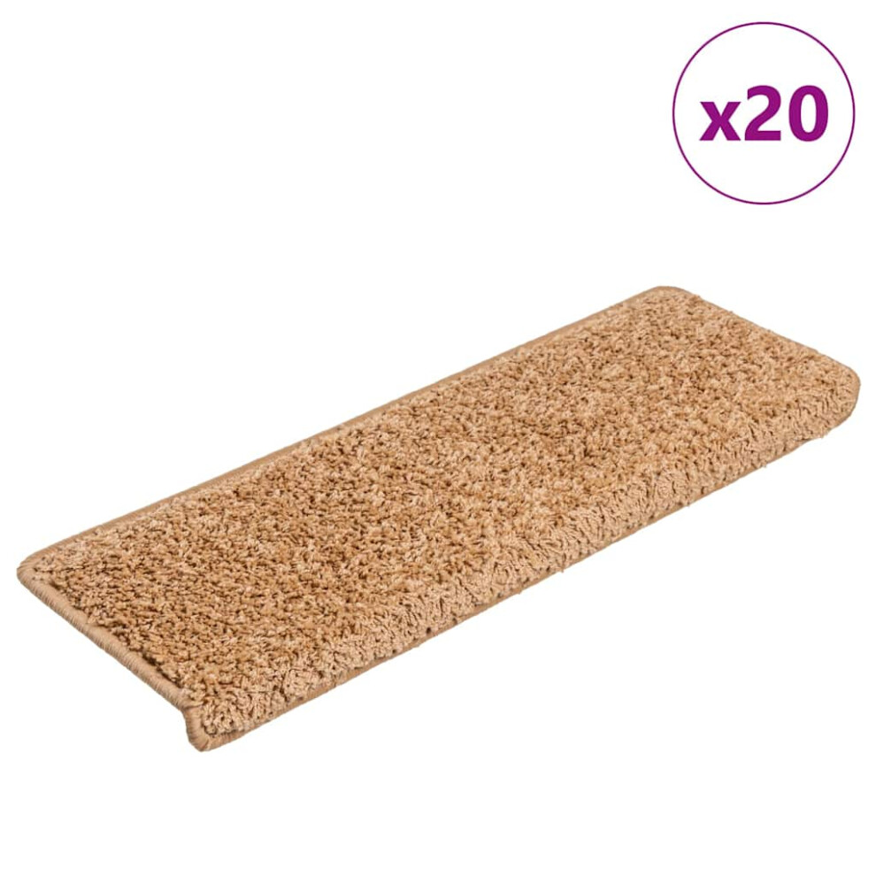 Vidaxl (Beige, 65 X 21 X 4 Cm/ 20 Pcs) Carpet Stair Treads Decorative Stair Step Protector Rug Stair Mats