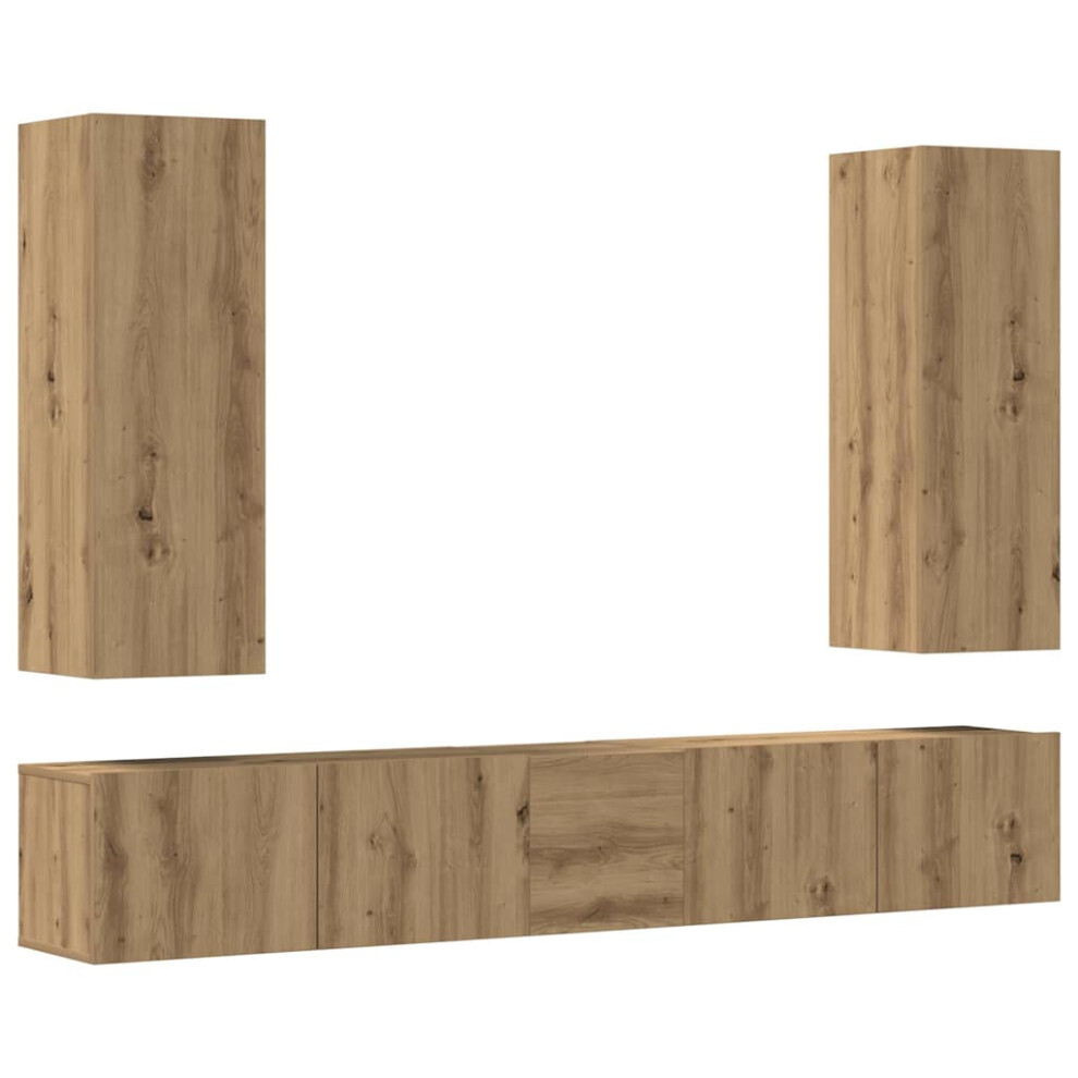 Vidaxl (Artisan Oak, 160 Cm) Tv Cabinet Set 5 Piece Chipboard Tv Stand Multi Colours Multi Sizes