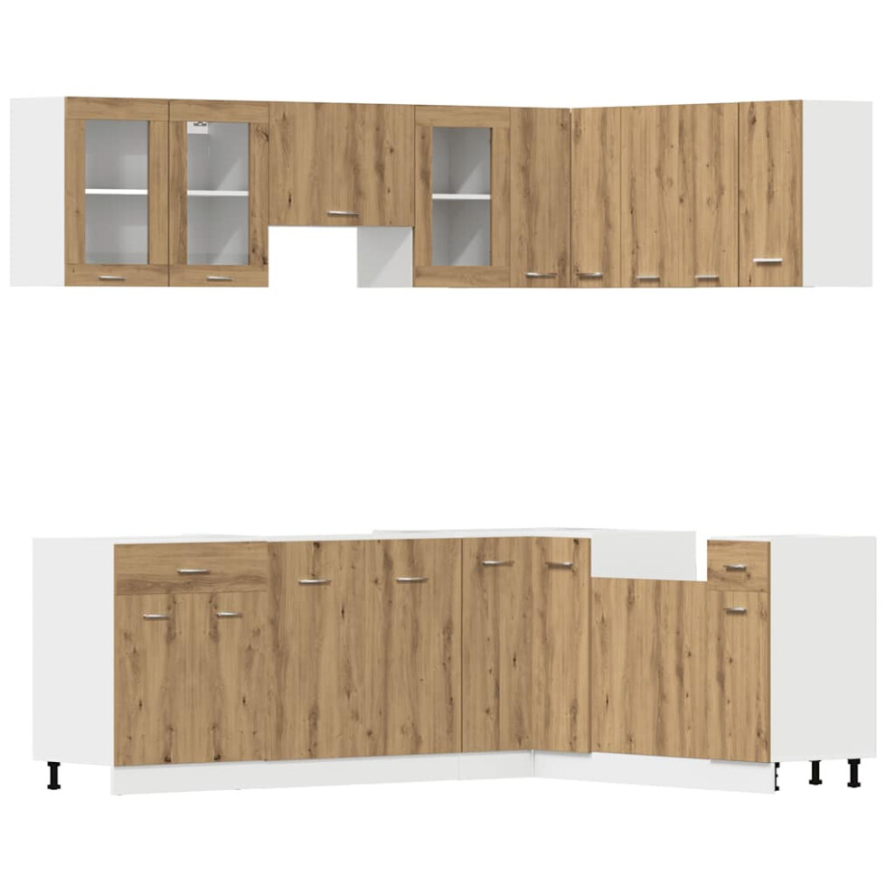 Vidaxl (Artisian Oak) Kitchen Cabinet Set 11 Piece With Worktop White With/Without Worktop