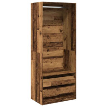 (old wood) vidaXL Wardrobe Clothing Storage Hanger Clothes Cabinet Closet Engineered Wood
