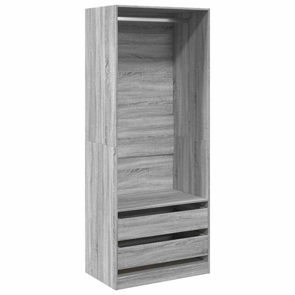 Vidaxl (Grey Sonoma) Wardrobe Clothing Storage Hanger Clothes Cabinet Closet Engineered Wood
