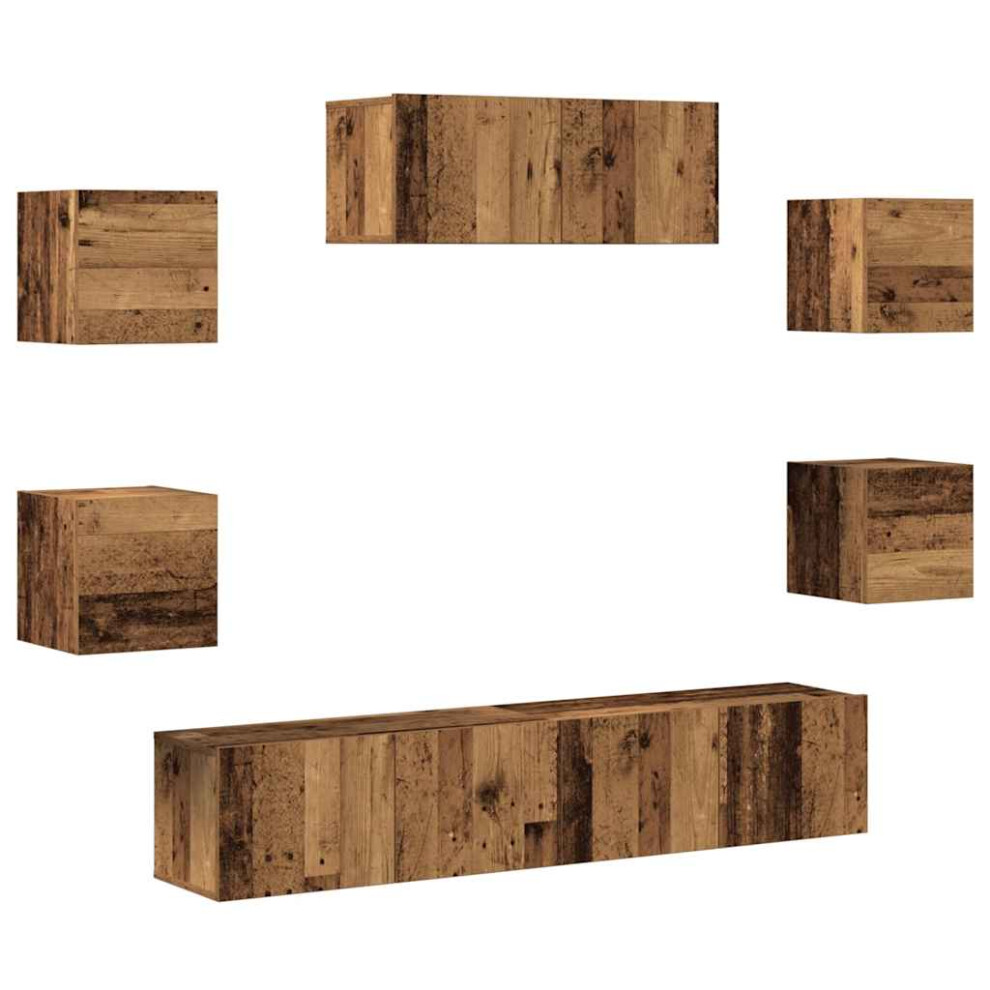Vidaxl (Old Wood) Tv Cabinet Set 7 Piece Engineered Wood Furniture Multi Colours/Sizes