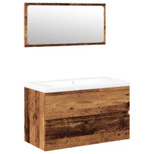 (old wood, 80 x 38.5 x 45 cm) vidaXL Bathroom Furniture Set Engineered Wood Wall Mirror Multi Sizes/Colours