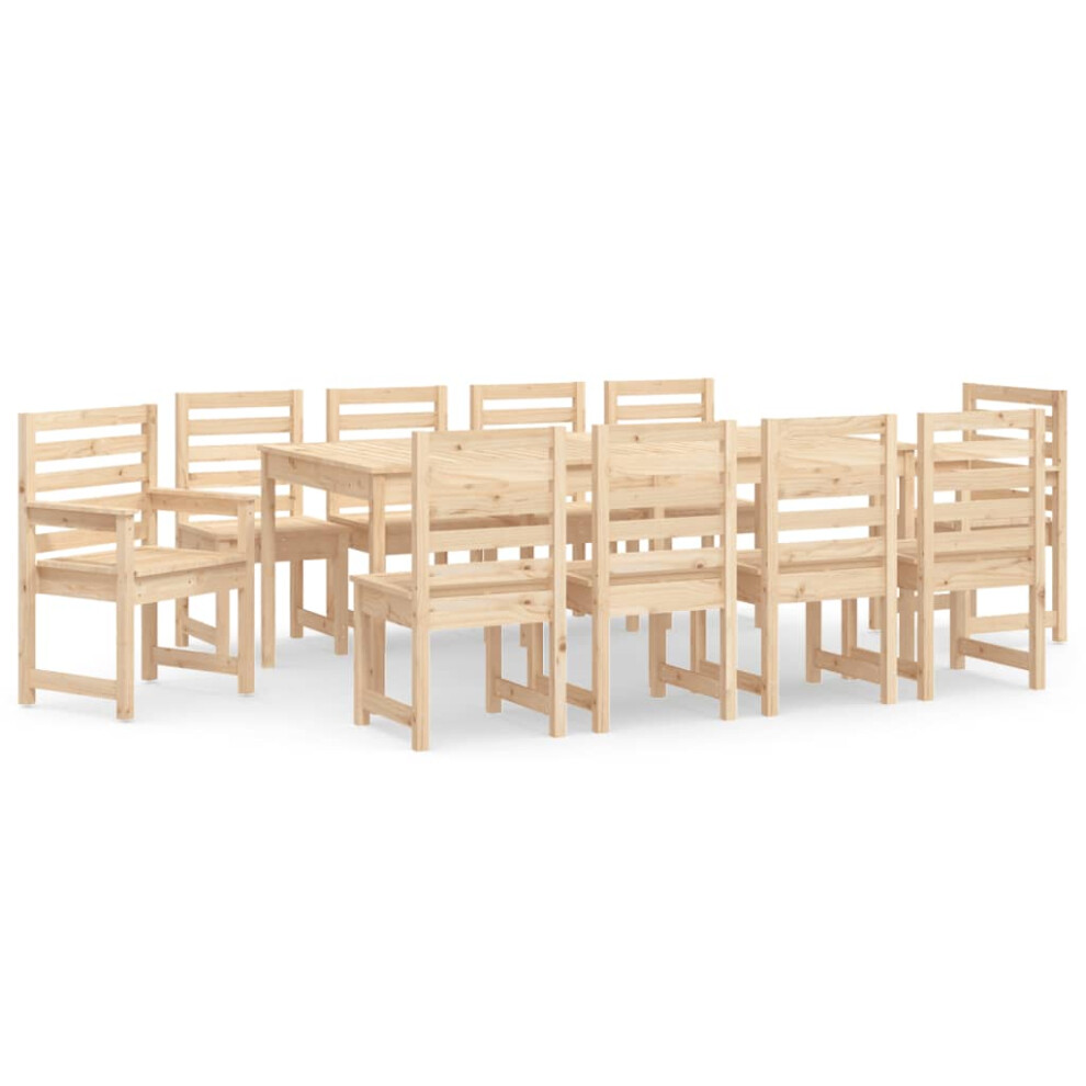 (natural pine) vidaXL Garden Dining Set Outdoor Table And Chair 11 Piece Solid Wood Pine