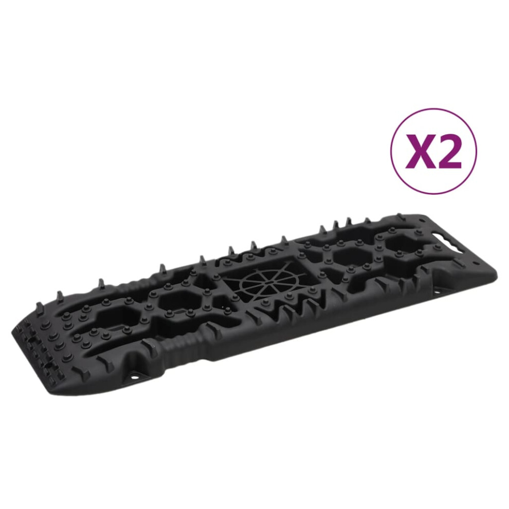 (Black) Vidaxl 2X Traction Boards 107X31x7 Cm Nylon Traction Mat Board Multi Colours Black