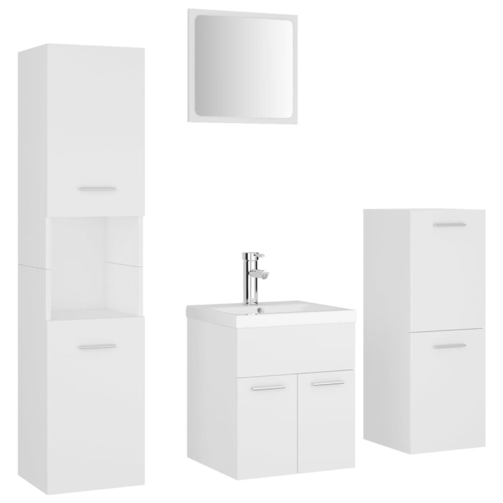 (white) vidaXL Bathroom Furniture Set Chipboard Wall Mirror Multi Sizes Multi Colors