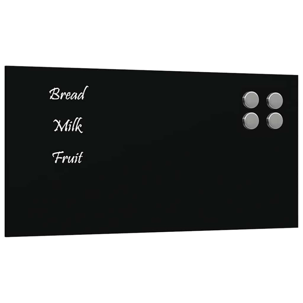 (black, 40 X 20 cm) vidaXL Wall-mounted Magnetic Board Black 100x60 Cm Tempered Glass