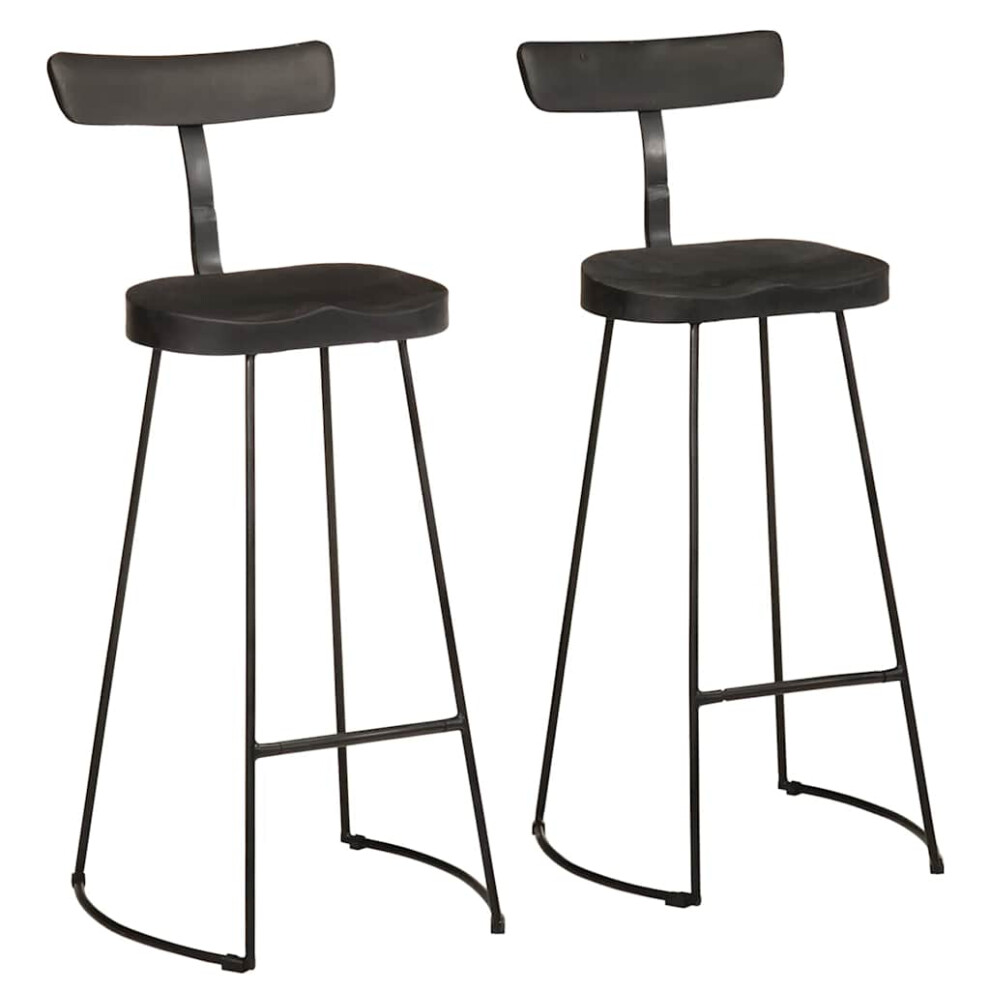 Vidaxl (, 49 X 43 X 103 Cm) Gavin Bar Stools Dining Room Chair Seat Stool Solid Mango Wood 2 Pcs Black