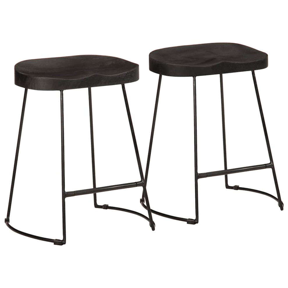 Vidaxl (, 46 X 38 X 52 Cm) Gavin Bar Stools Dining Room Chair Seat Stool Solid Mango Wood 2 Pcs Black